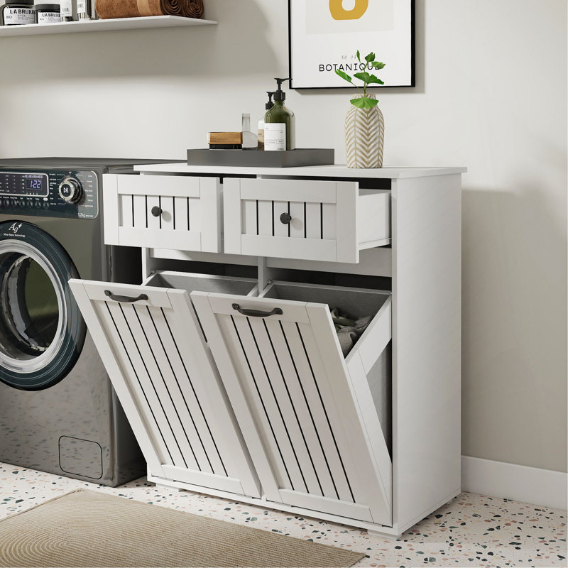 Laundry Cabinet ,With 2 Removable Laundry Basket  And 2 Drawers