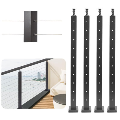 4pcs Level-drilled Cable Railing Post-frosted