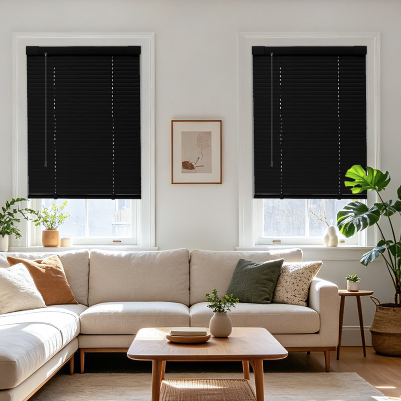 Store horizontal sans cordon sans perceuse pour fenêtres d'intérieur, Noir, L 31,5 po x H 48 po