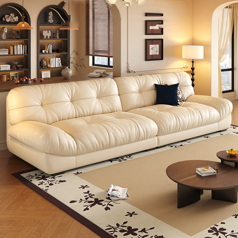 Coussin de canapé modulaire en cuir blanc, Blanc, H 32,28 po x l 98,43 po x P 40,16 po