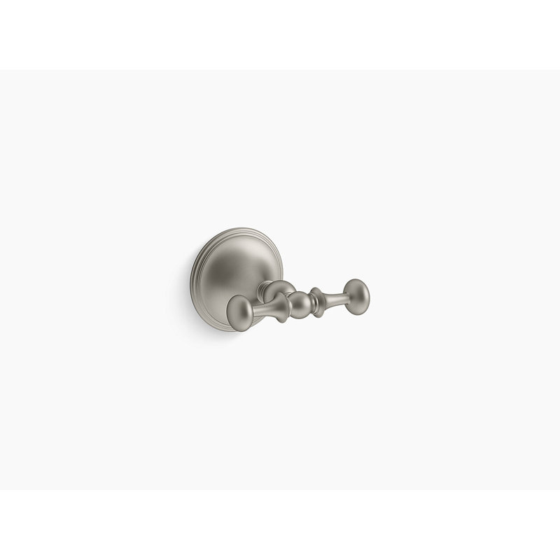 Decorative Double Robe Hook, Vibrant Brushed Nickel