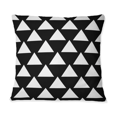 Black White Triangle - Midcentury Throw Pillow
