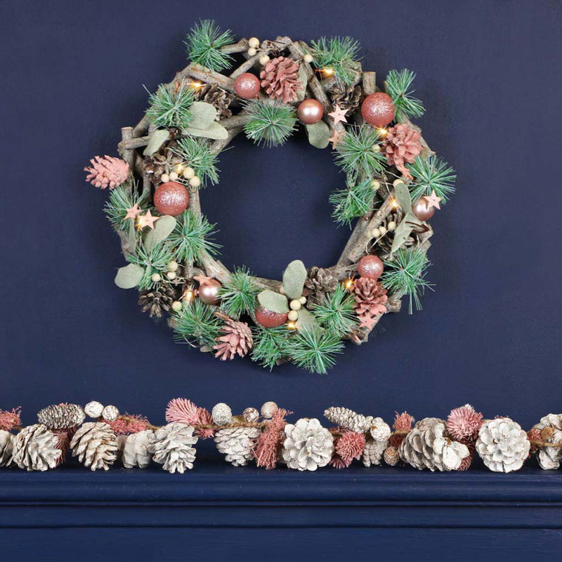 Handcrafted Preserved Lighted 38cm Wreath