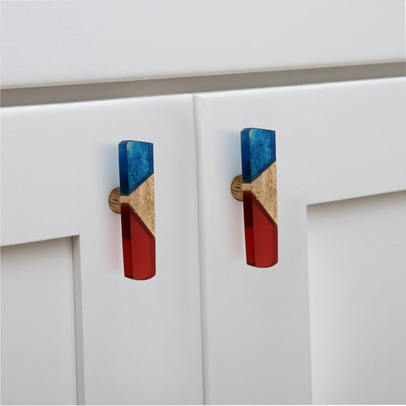 Fusion 2 7/8" Length Bar Knob, Smoky Blue/Red
