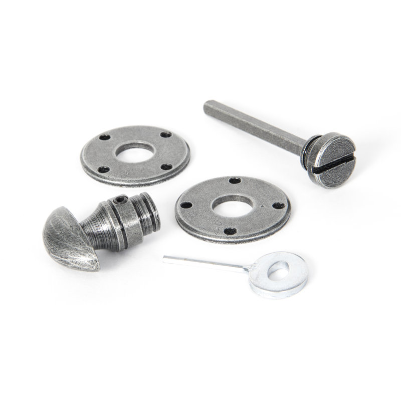Round Bathroom Thumbturn Door Knocker, Pewter Patina