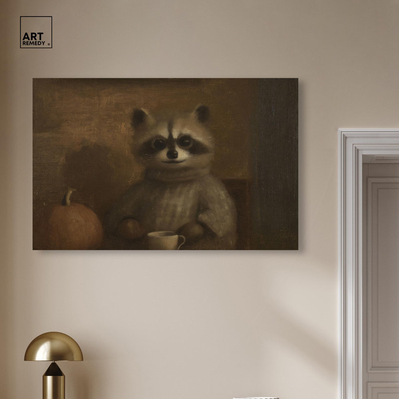 «Raccoon Reverie» par Art Remedy, H 10 po x l 15 po, Toile tendue avec châssis