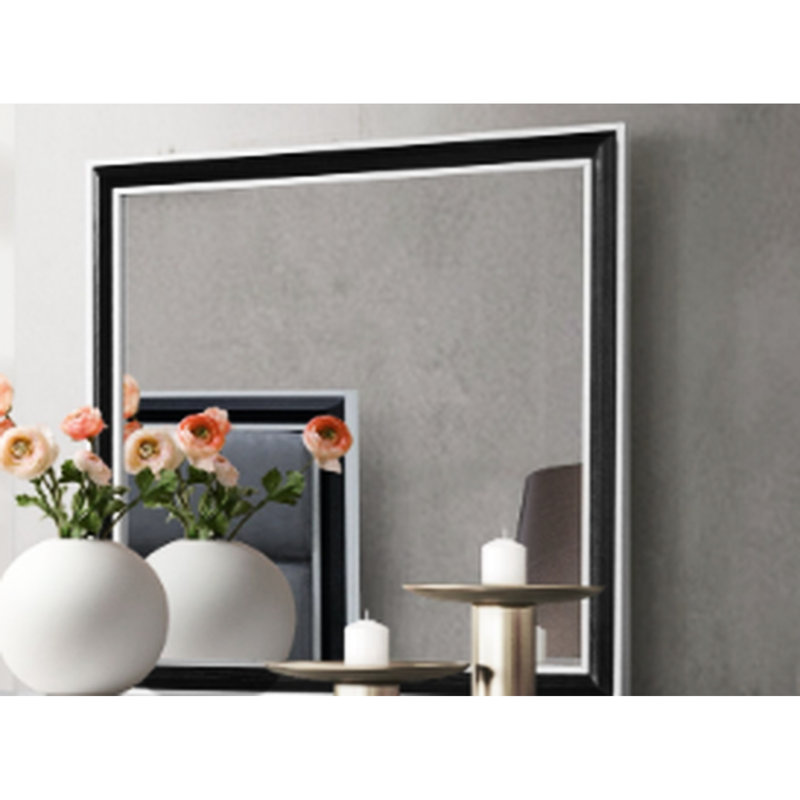 Grand miroir gris noir à grande échelle, fabriqué en bois massif + miroir avec garniture et poids de poids de 35,2 lb