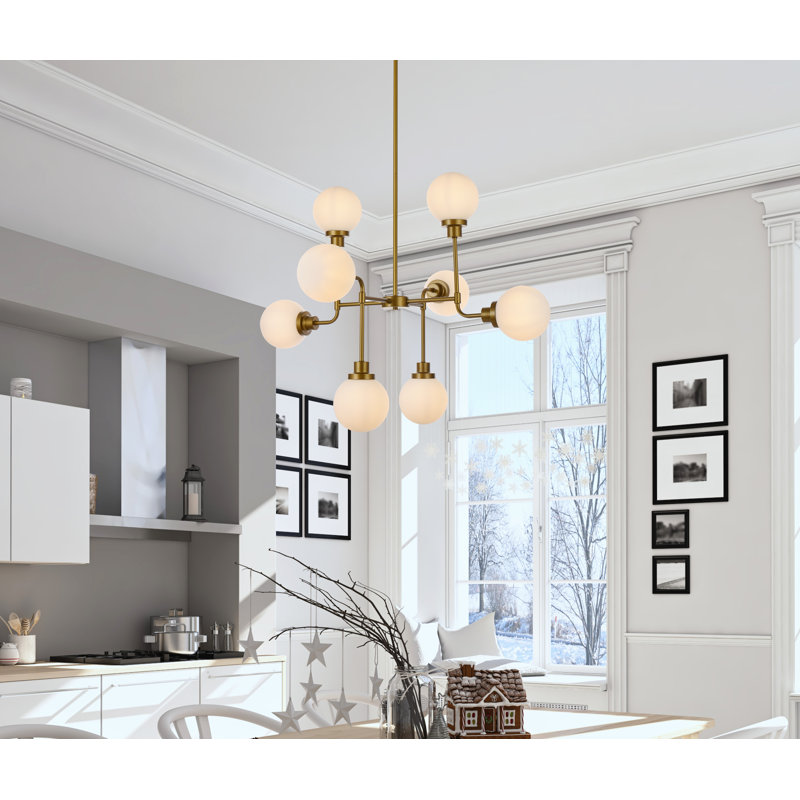 Orla 8 - Light Pendant, Frosted White, Brass