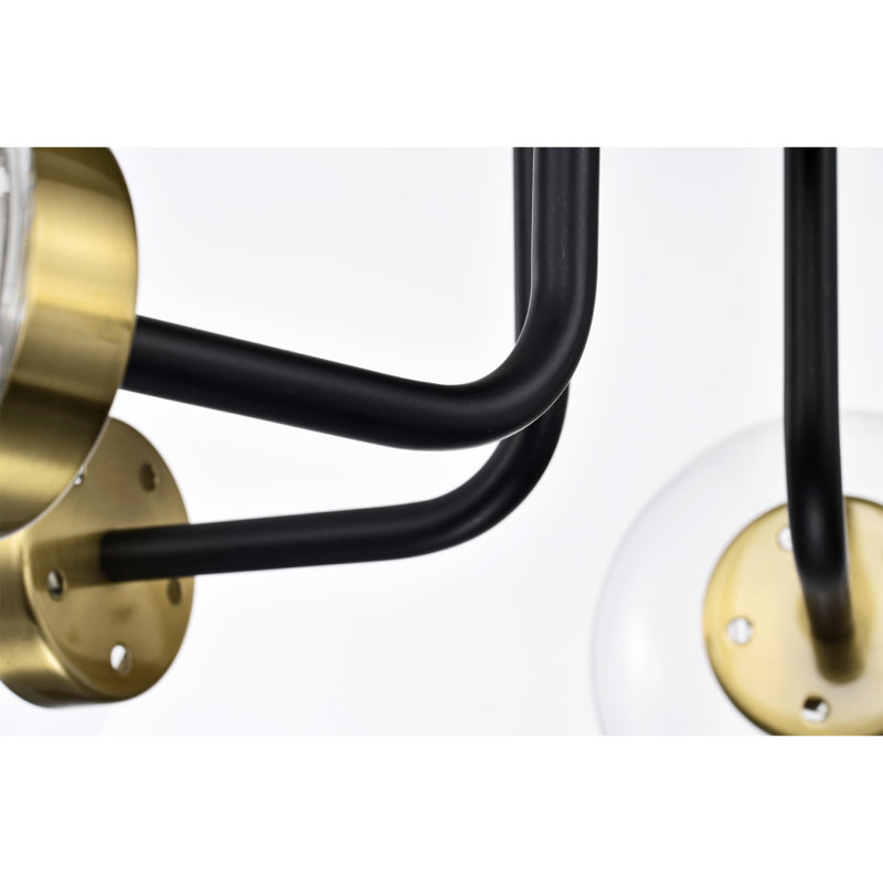Damiracle Glass Semi Flush Mount, Matte Black/Gold