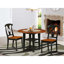 L'ensemble de mobilier de salle à manger 3 pièces comprend une table de salle à manger ronde avec feuilles et tablettes Dropleaf et 2 chaises rembourrées en similicuir, noir et cerise-133045372-133045369-122912111