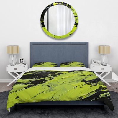 Ensemble de housse de couette Green Spiral Neon Fusion 3 - Abstract Collages