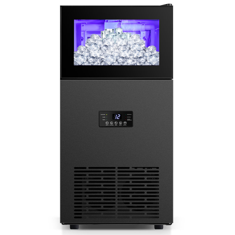 160 Lb. Daily Production Stainless Steel Undercounter/Freestanding Ice Maker With Clear Cube Ice, Black