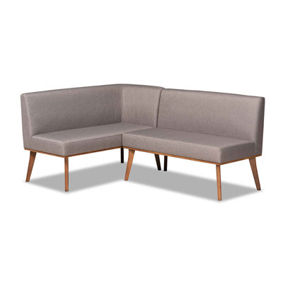 Chapalet 2-Pc Bench in Grey Upholstery and Walnut Finished Wood, 31.69'' H X 70.25'' W X 50.75'' D