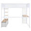 Lit mezzanine en métal avec DEL, bureau, 3 tiroirs et garde-robe ouverte, pleine grandeur, solution de jeu à DEL blanche et compacte, bureau élégant