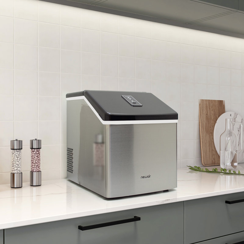 Newair 40 lbs Countertop Clear Ice Maker in Stainless Steel, FrozenFall™ Technology for Clear Ice, Insulated for Longer-Lasting Ice
