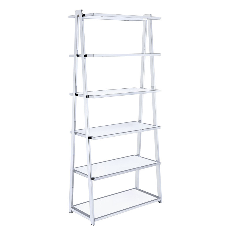 Modern Chrome Bookshelf with Multi-Tier Storage