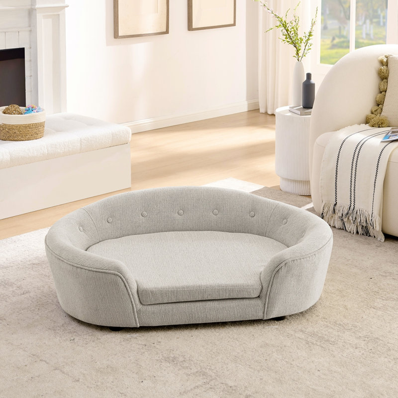 Canapé pour chien surdimensionné ovale semi-fermé surdimensionné, Beige