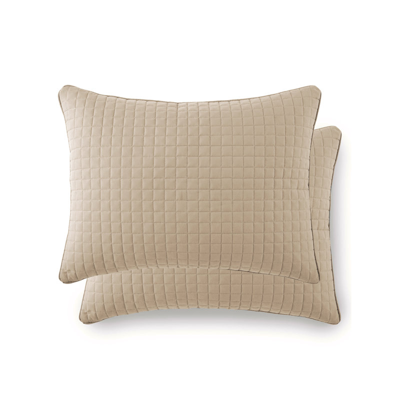 Southshore Fine Linens Vilano Quilted Sham Covers, Double-Brushed Microfiber Square-Stitched Pillow Shams with Piped Edges, Set of 2, 20" x 26" , Taupe