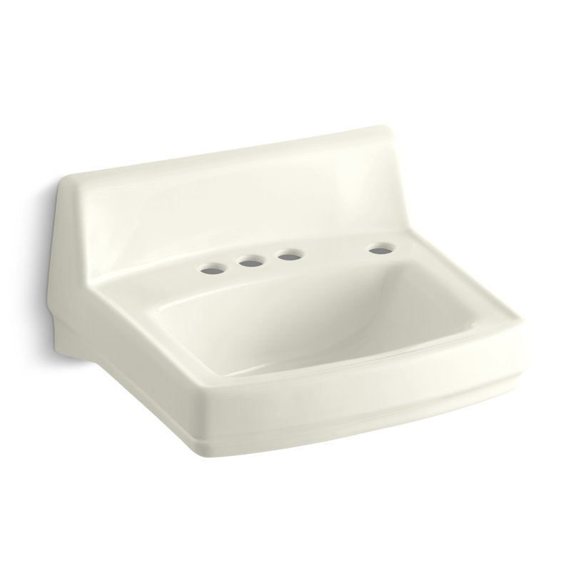 Greenwich Ceramic 21" Wall Mount Bathroom Sink with Overflow, Biscuit