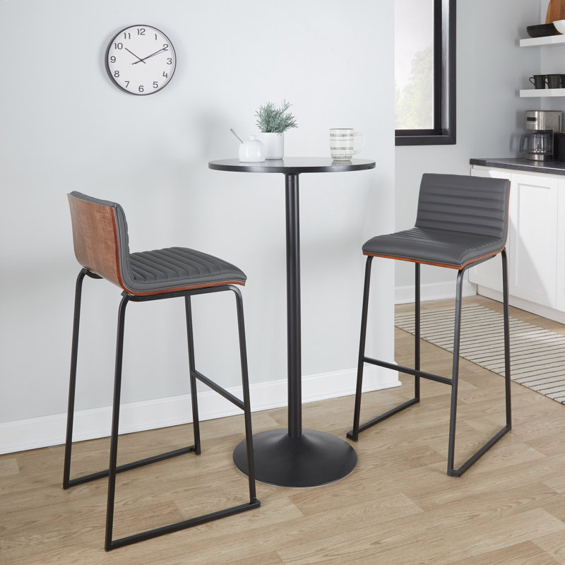 Chattahoochee Upholstered Counter Stool, Bar Stool (30.75" Seat Height), Gray Leather/Black Frame