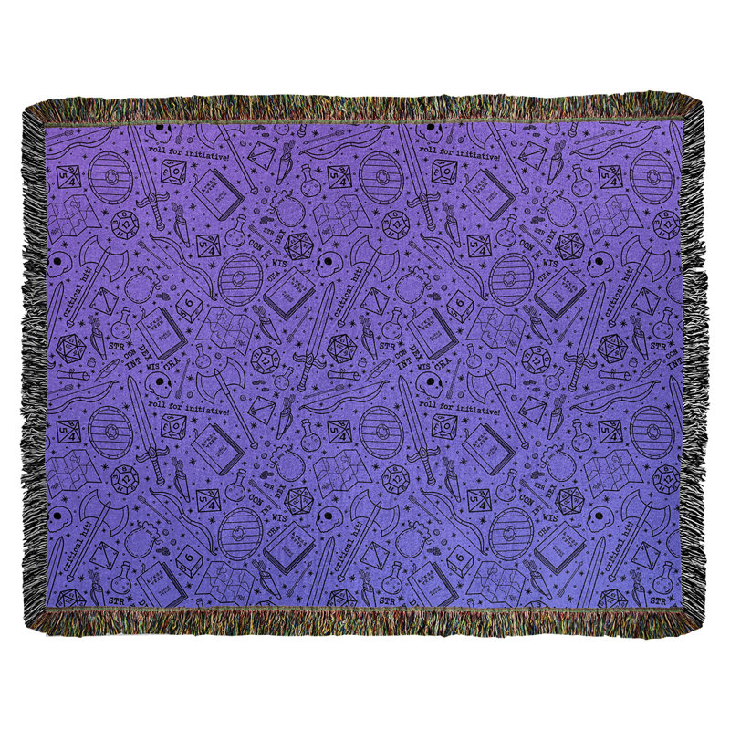 Couverture en coton tissé Katelyn Elizabeth, l 37 po x L 52 po, Mauve / Bleu / Noir