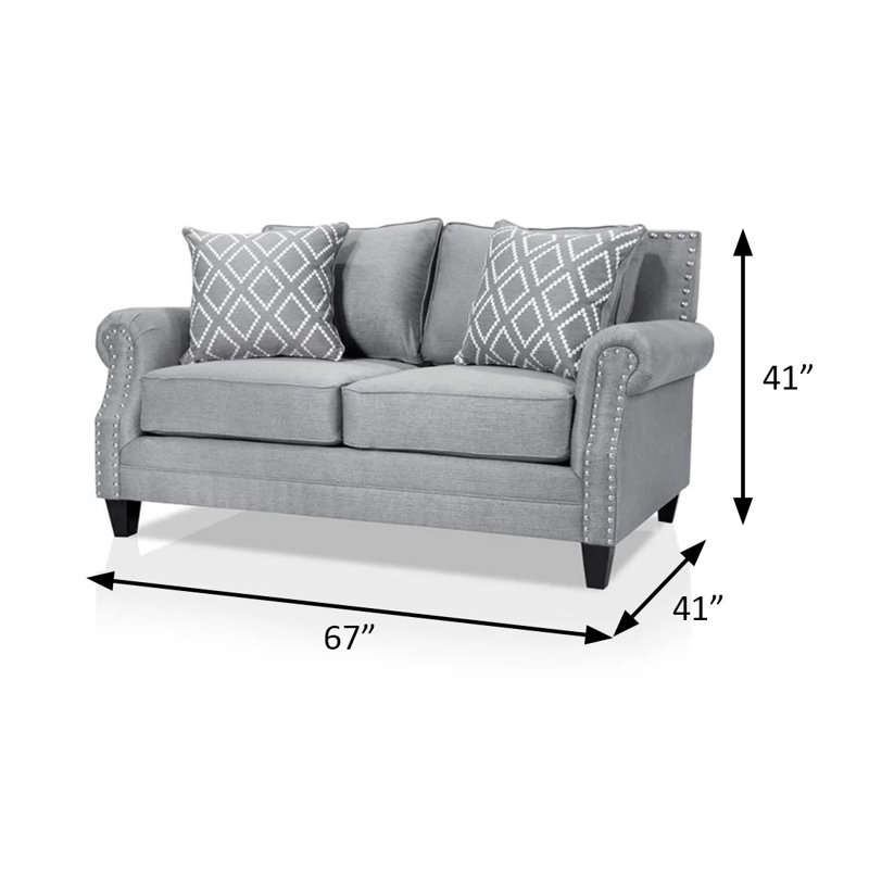 Causeuse transitionnelle l 67 po, gris, Gris