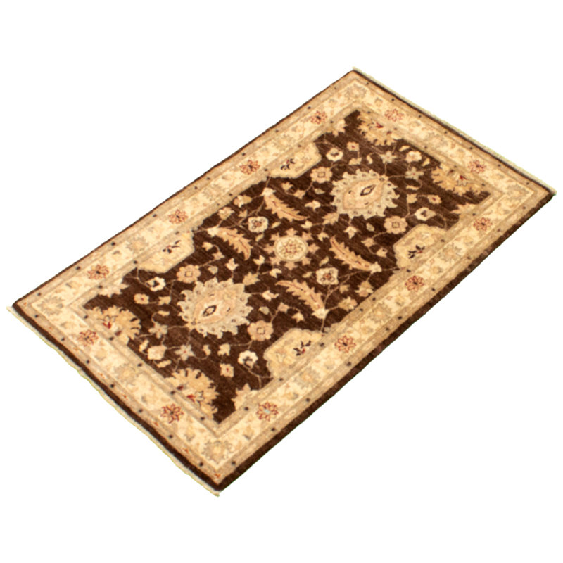 Tapis décoratif en laine de conception unique 3 pi 2 po x 5 pi 3 po noué à la main new age chobi