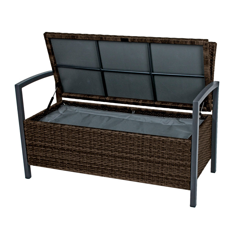 Wicker Outdoor Bench, Kaffee