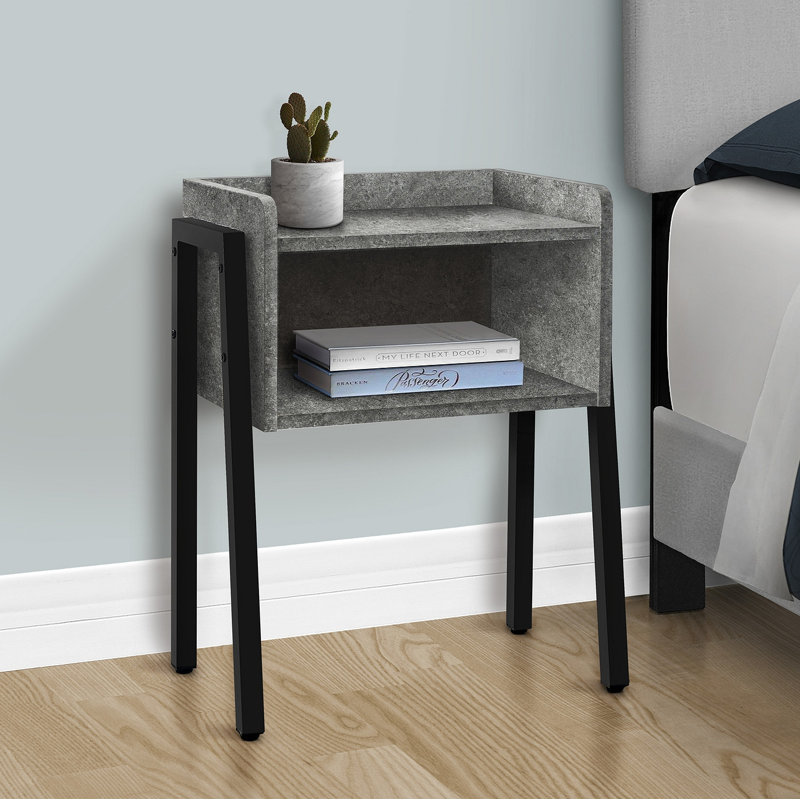 Accent Table Side End Nightstand Lamp Living Room Bedroom Metal Contemporary Modern, Grey