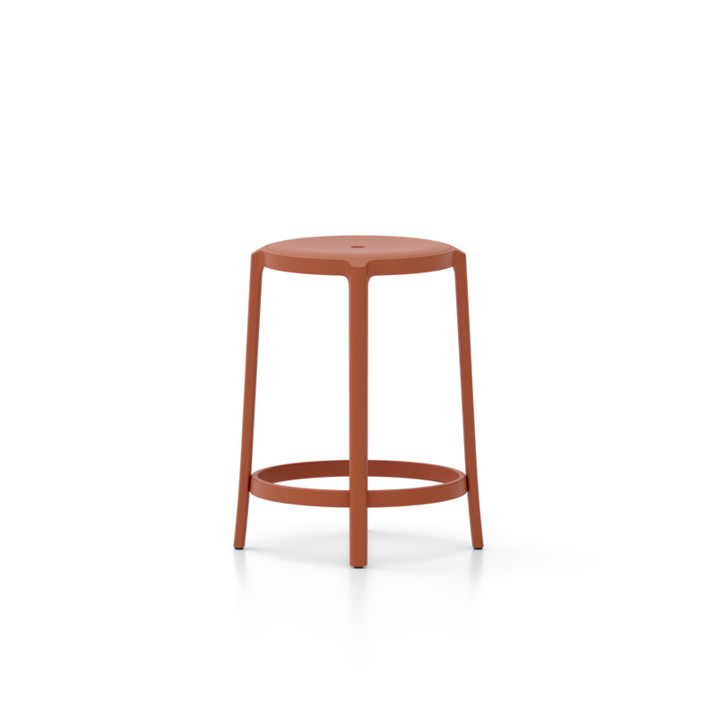 On & On Recycled Plastic Seat by Edward Barber and Jay Osgerby, Orange, Counter Stool (24.75" Seat Height)
