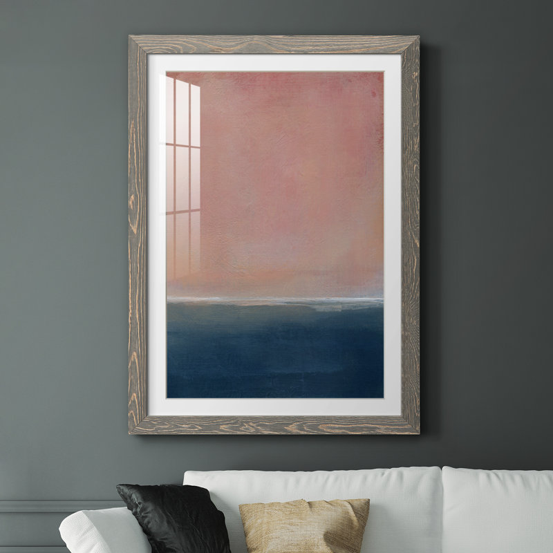 Coucher de soleil - Peinture encadrée, Encadré gris, H 37,5 po x l 27,5 po x P 1,5 po