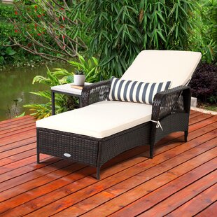 Outdoor Sun Lounger Cushion Garden Furniture Patio Desk Recliner