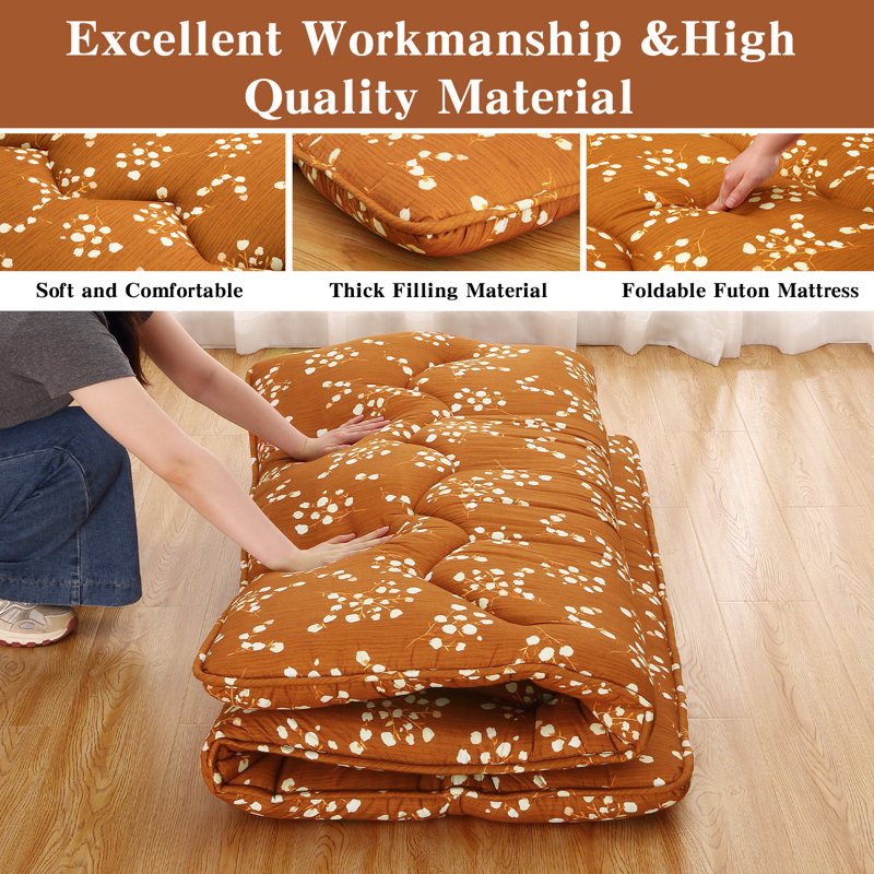 Tapis de camping pliable japonais, Lit double, Brun