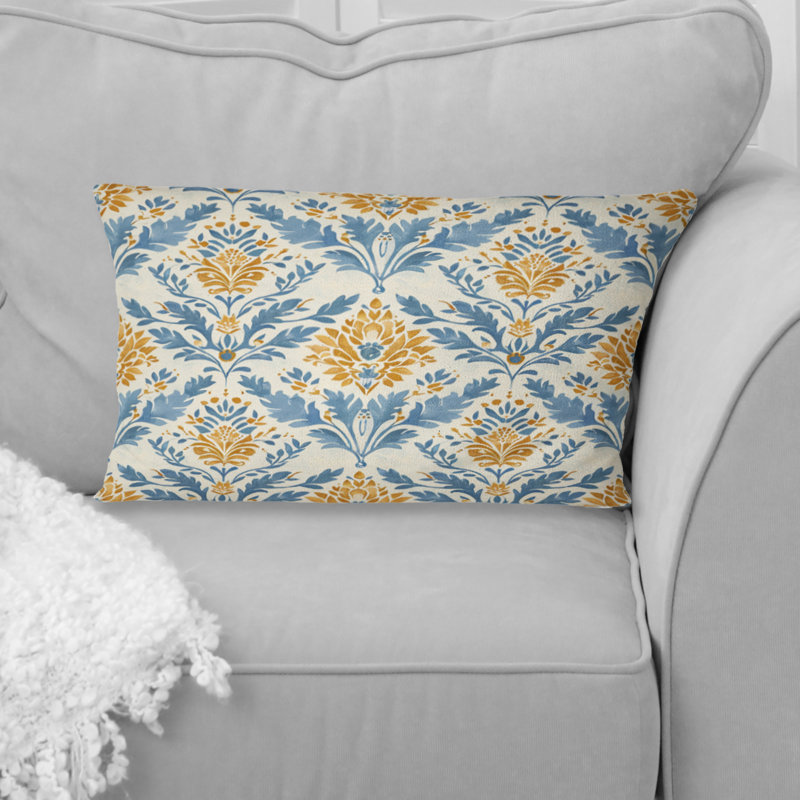Cornflower Blue And Gold Farmhouse Charm - Country Pillow, Rectangular, 12" x 20"