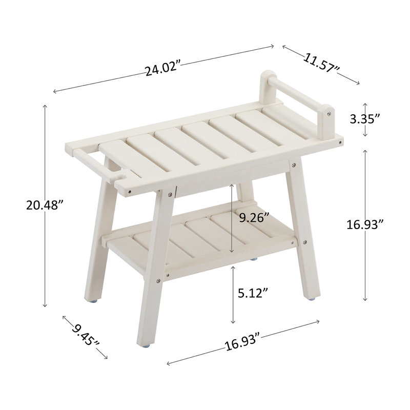 Banc de douche en polyéthylène Natilea, H 20 po x l 24 po x P 12 po, Blanc / blanc
