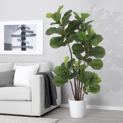 Figuier artificiel 4 pi en pot - plante artificielle avec 72 feuilles pour le salon, la chambre à coucher, le bureau, la maison ou le patio