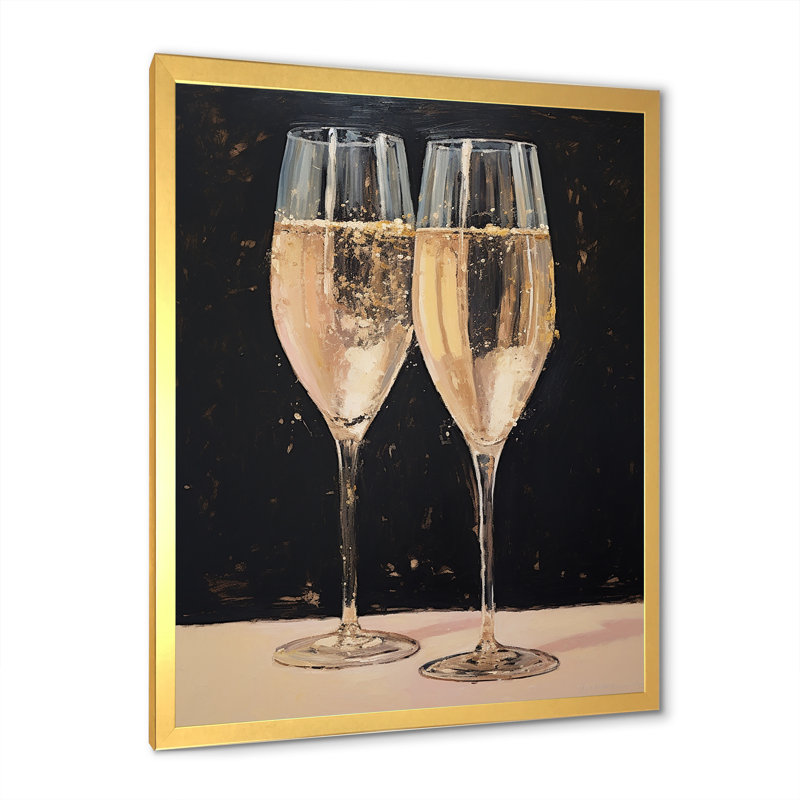 " Champagne Chords Symetry I ", Gold Single Picture Frame, 40" H x 30" W x 1.5" D