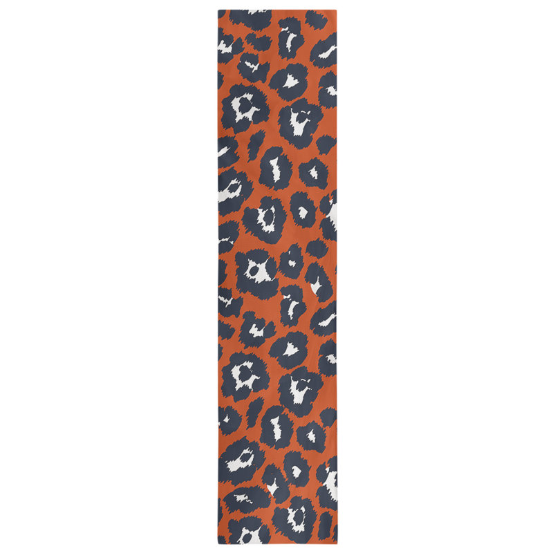 Chemin de table à imprimé animal, 72 po x 16 po, Blanc / bleu / orange