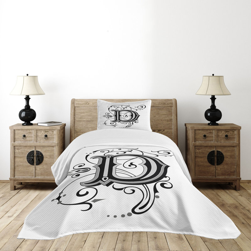 White Quilted Twin Bedspread Set with Pillow Sham