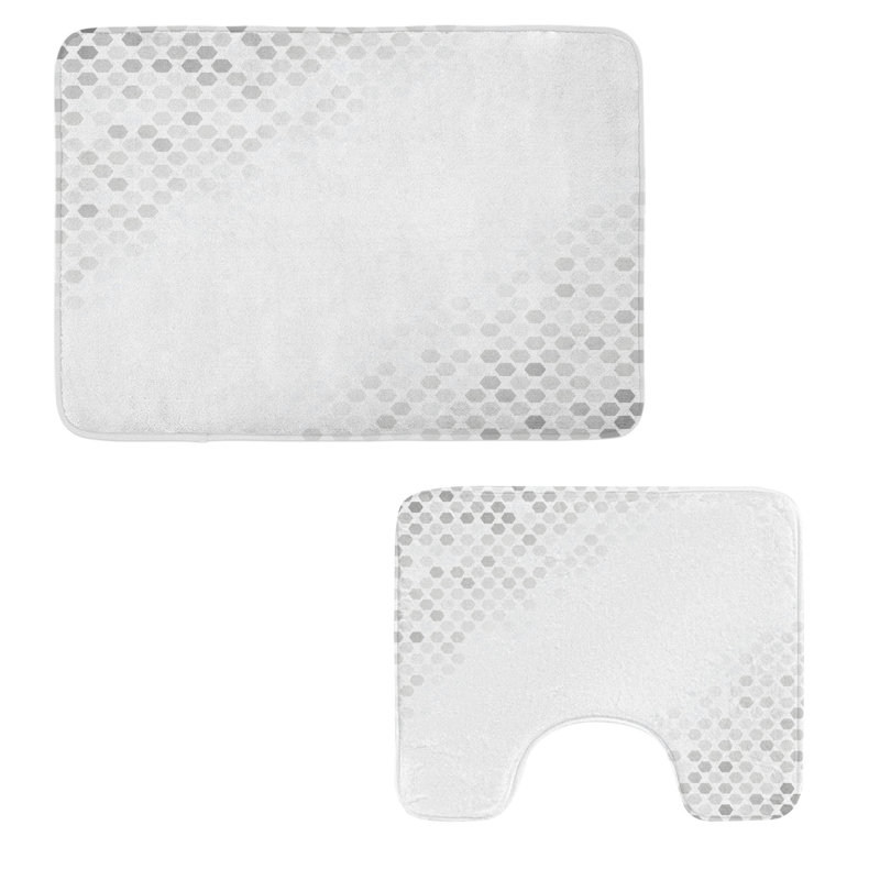  Ensemble de tapis géométriques pour salle de bain 2 pièces
