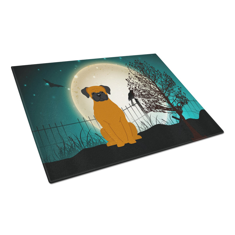 Planche à découper en verre à trésors caroline boxer cooper Scary Halloween, Fauve