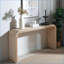 Table basse courbée en bois naturel avec bords perlés pour le salon et l'entrée-1013353169