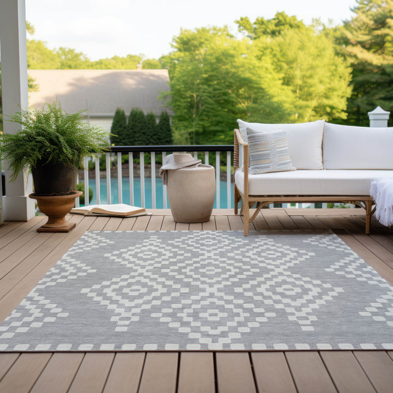 Malek Indoor/Outdoor Area Rug with Non-Slip Backing, Rectangle 2'6" x 3'10"