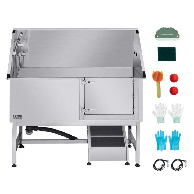 149.1cm H x 149.9cm W x 70.1cm D Stainless Steel Dog Grooming Tub