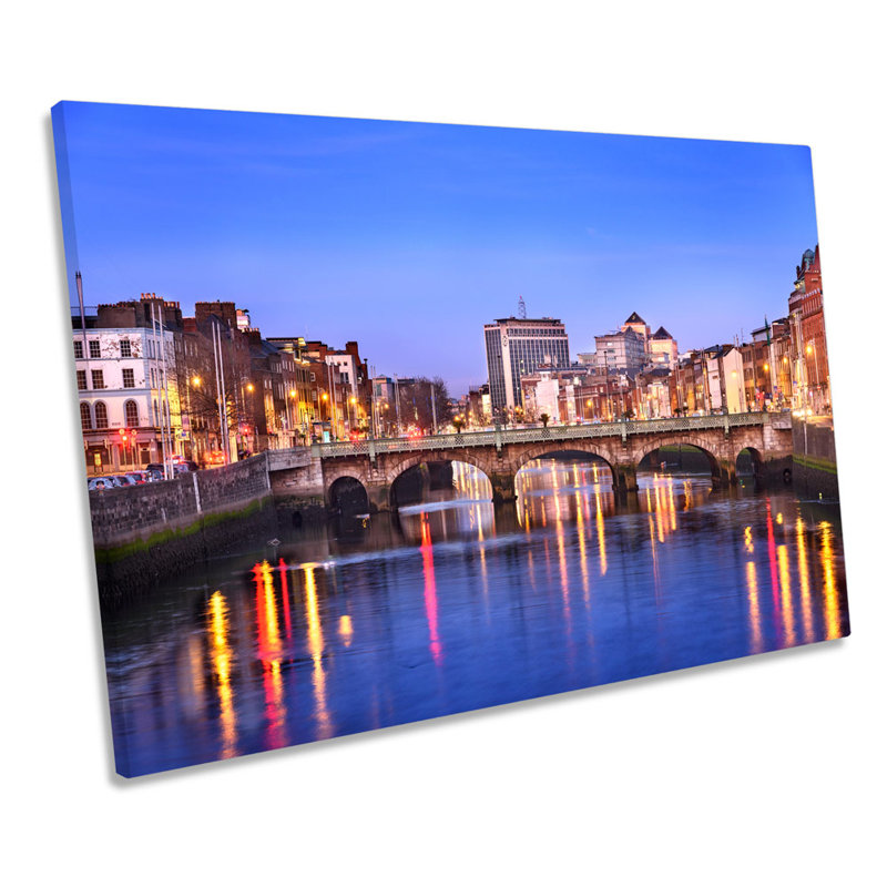 Dublin City Ireland River - Wrapped Canvas Print, 81.3cm H x 121.9cm W x 4cm D
