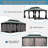 14X24ft Hardtop Gazebo, Outdoor Gazebo With Galvanized Steel Double Roof, Aluminum Frame, Built-In Gutter System, Curtain And Netting, Metal Gazebo Pavilion For Patio Deck Garden-123163217