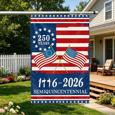 Drapeau patriotique des drapeaux américains, 1776 à 2026, 250 ans, ornement de porche et de jardin, 35 x 24, jour de la célébration bleue