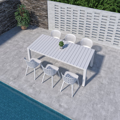 Amazonia Pether Outdoor Patio Aluminum And Resin Dining Set