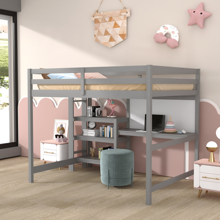 Wayfair full loft bed with desk top