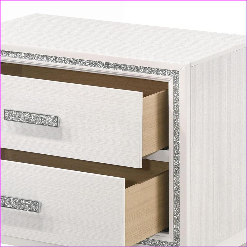 Table de chevet 2 tiroirs Haiden, Blanc